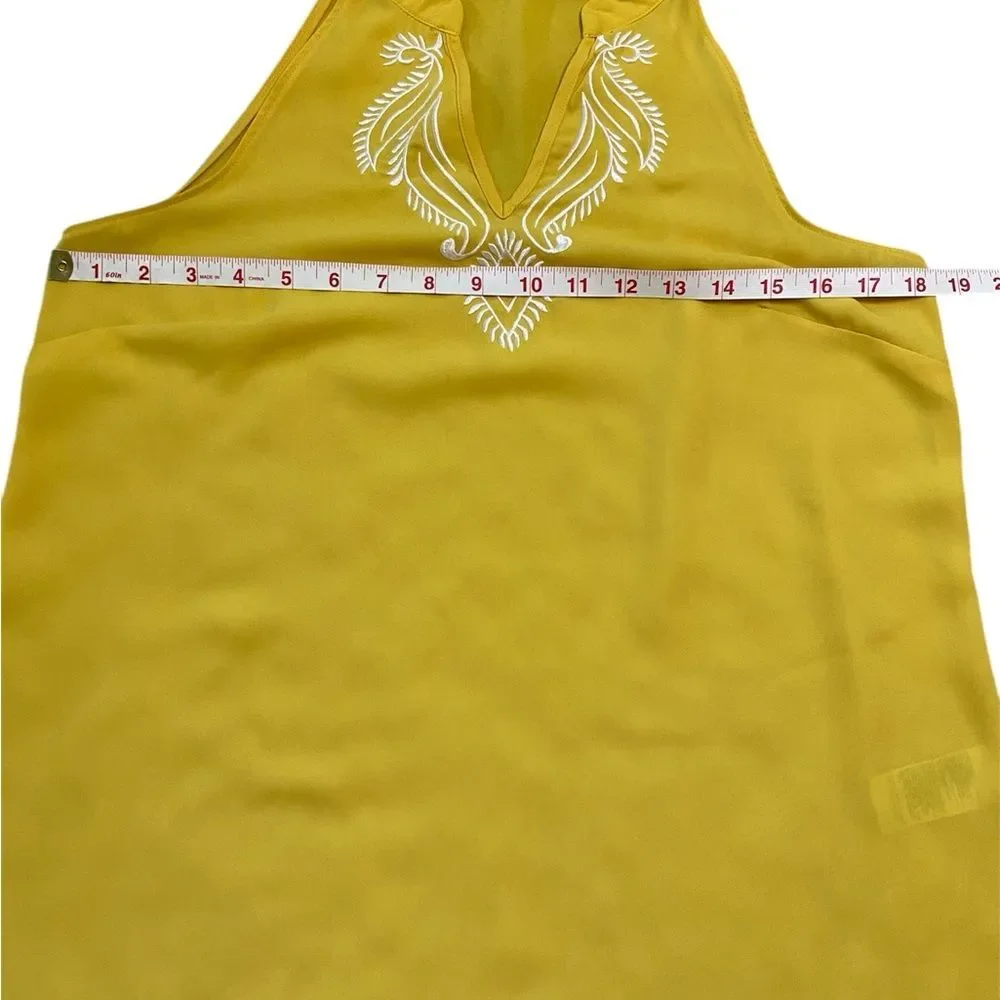 Banana Republic Yellow and White Embroidered Sleeveless Halter Neck Blouse - Picture 4 of 7